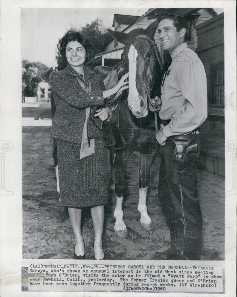 1960 Press Photo Princess Saroya with actor Hugh O&#39;Brian. - Historic Images