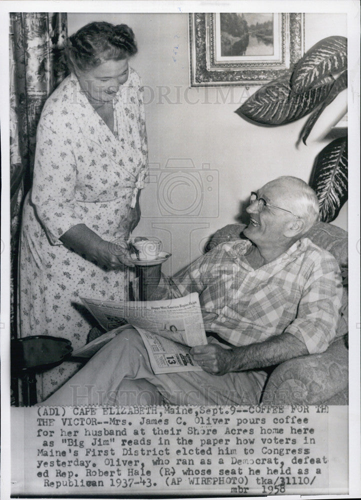 1958 Press Photo Mrs. James C. Oliver Big Jim - Historic Images