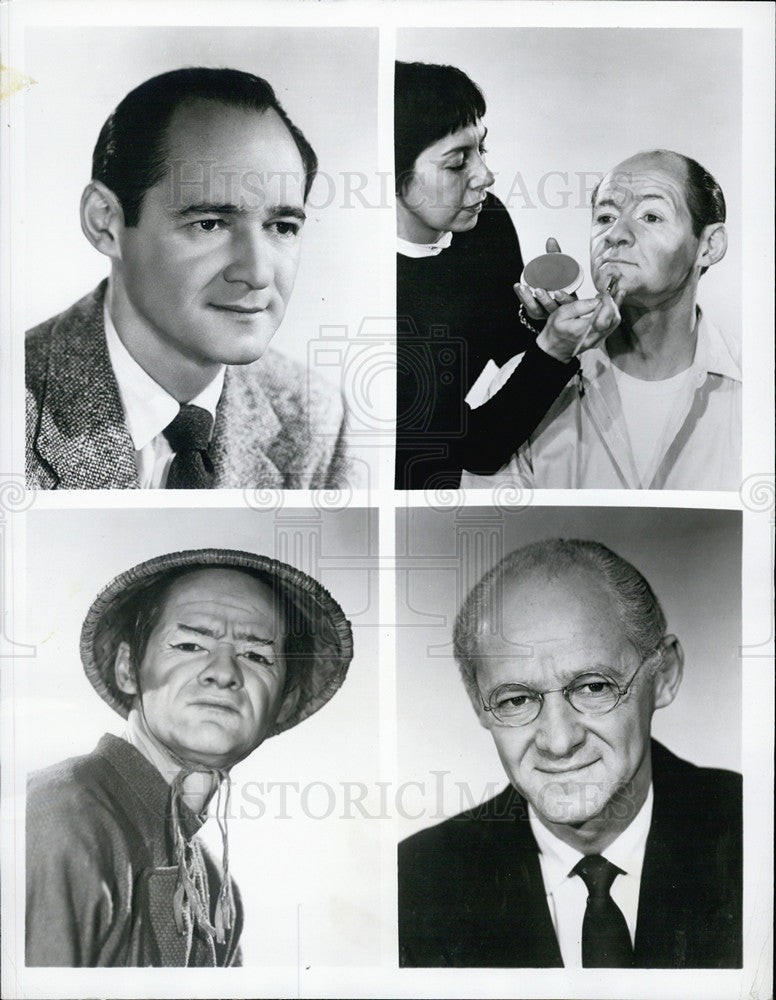 1957 Press Photo David Opatashu disguised as an elderly Chinese man in &quot;The Rice Sprout Song&quot; - Historic Images