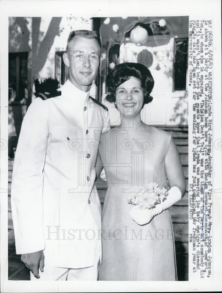 1963 Press Photo Lynda Bird Johnson,daughter of VP and Ensign Bernard Rosenbach - Historic Images