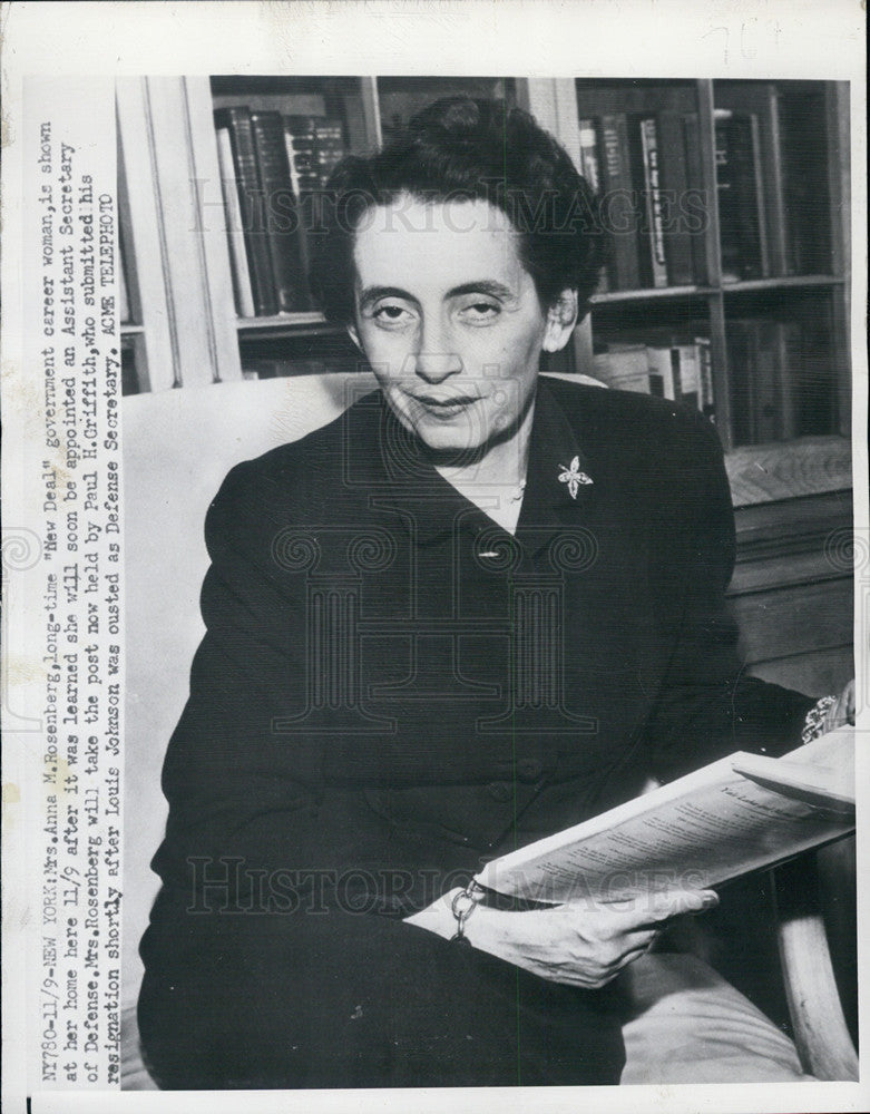 1950 Press Photo Mrs Anna rosenberg,Asst Sec of Defense - Historic Images