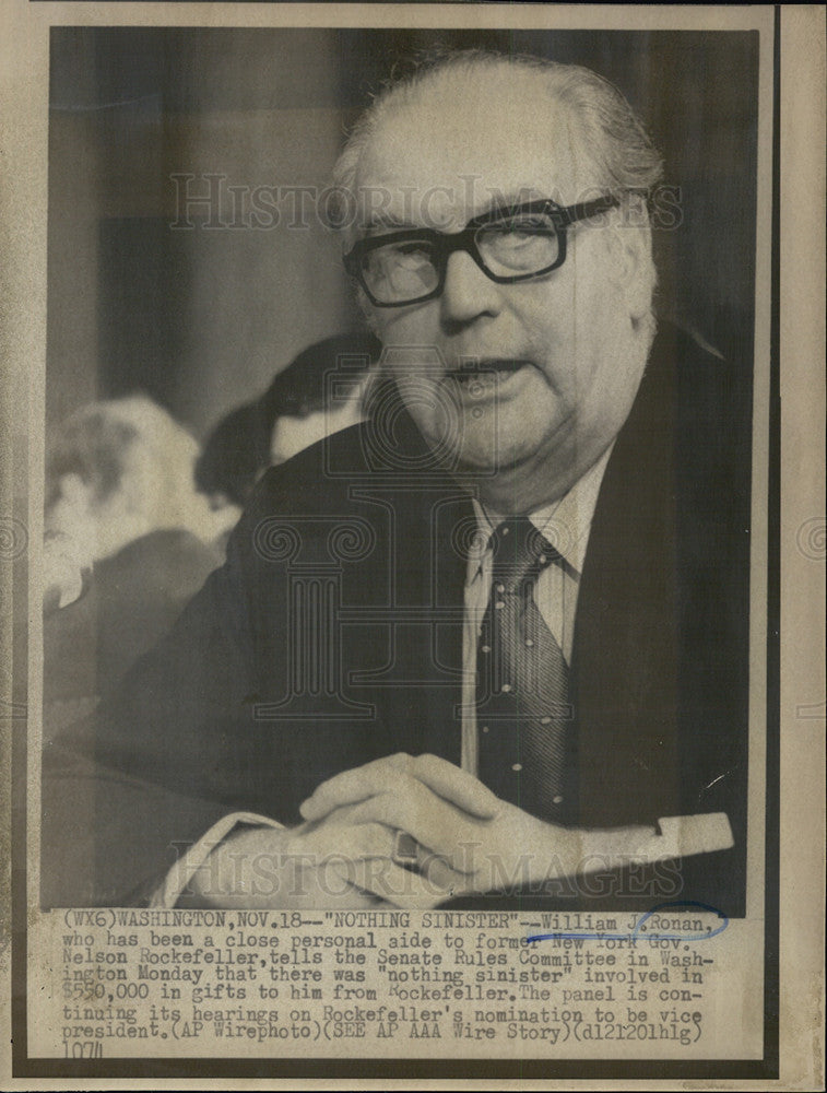 1970 Press Photo William J Ronan talks to Senate Rules Committee - Historic Images