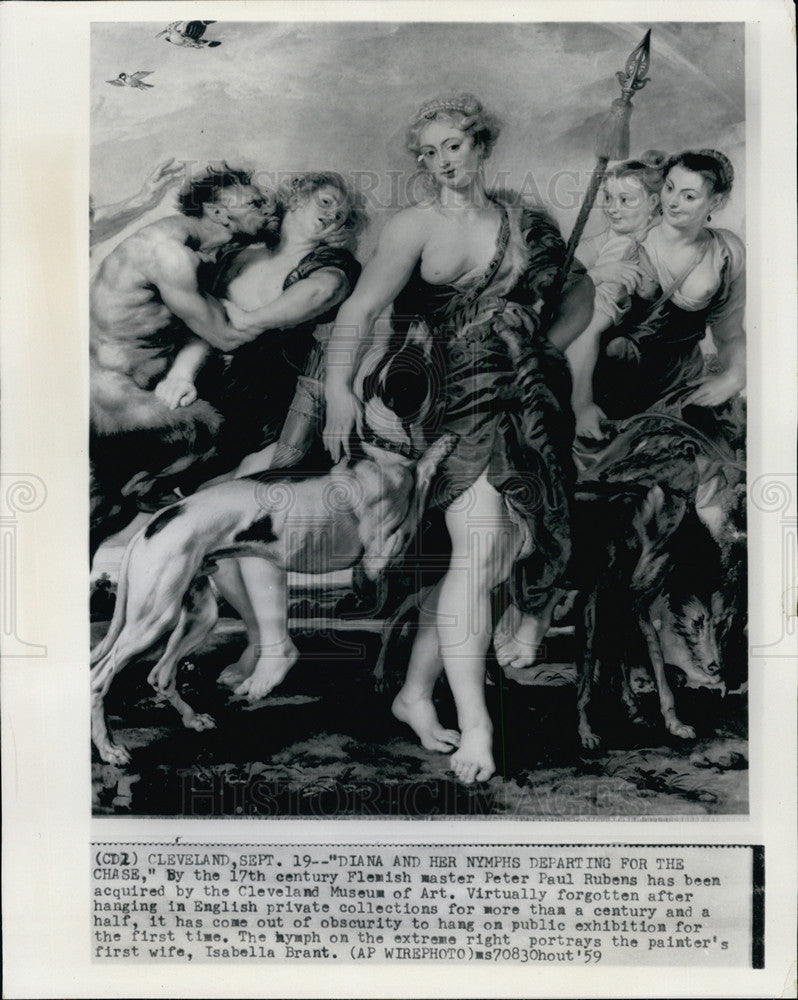 1959 Press Photo Diana and her Nymphs Departing for the Chase painting - Historic Images