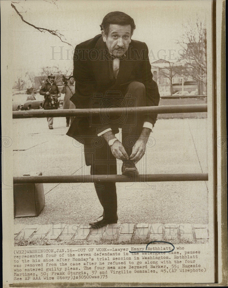 1973 Press Photo Lawyer Henry Rothblatt, represented 4 defendants in Watergate. - Historic Images