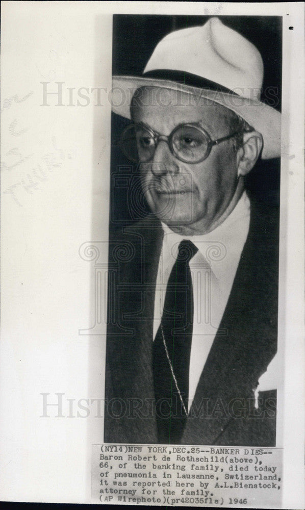 1946 Press Photo Baron Robert de Rothschild, died . - Historic Images