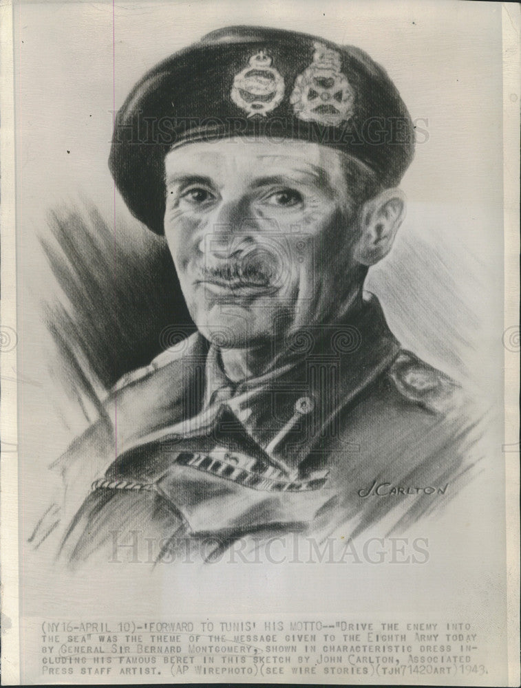 1943 Press Photo Portrait of Lt Gen Sir Bernard Montgomery - Historic Images