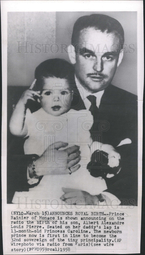 1958 Press Photo Prince Rainier of Monaco and Princess Caoline - Historic Images