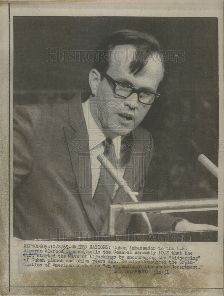 1969 Press Photo Cuban Ambassador Quesada at United Nations - Historic Images