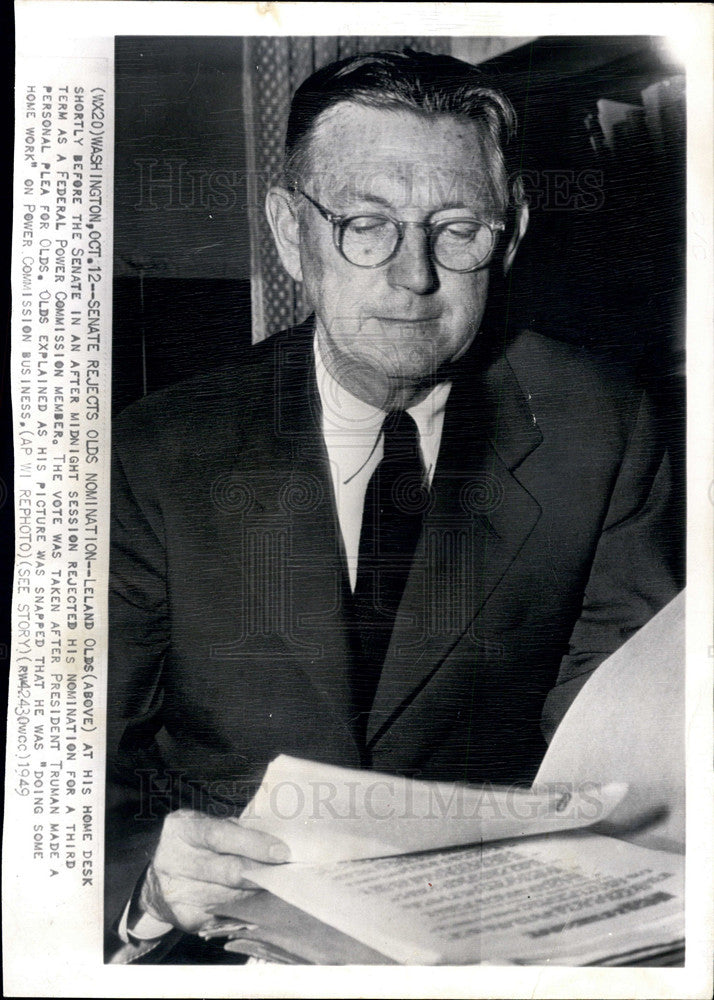 1949 Press Photo Leland Olds, rejected as Federal Power Commission member. - Historic Images