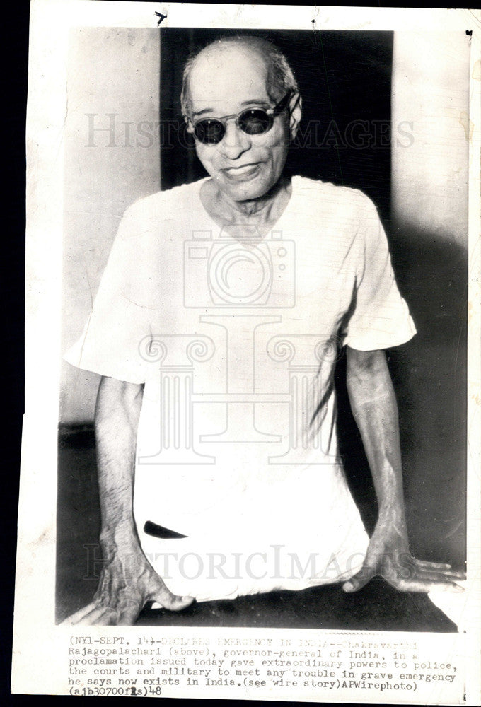 1948 Press Photo Mr Rajagopalachari of India - Historic Images