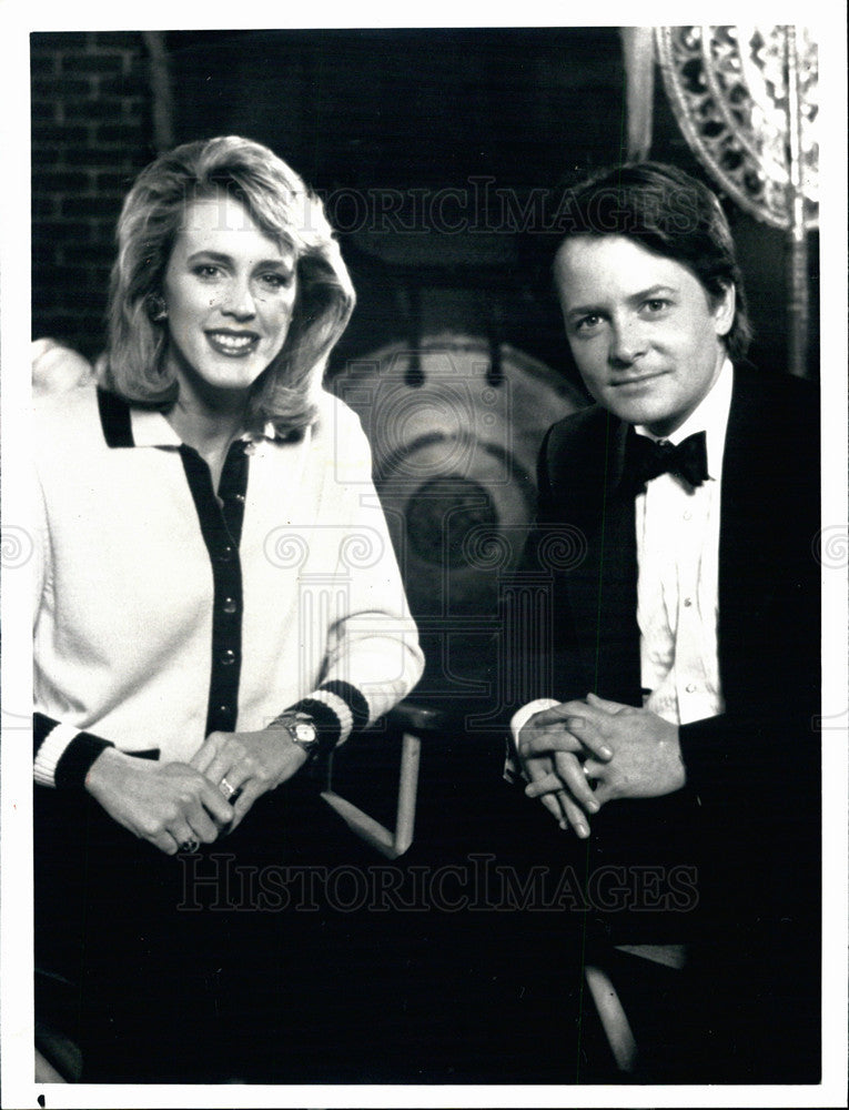 1990 Press Photo News anchor Deborah Norville &amp; actor Michael J Fox - Historic Images