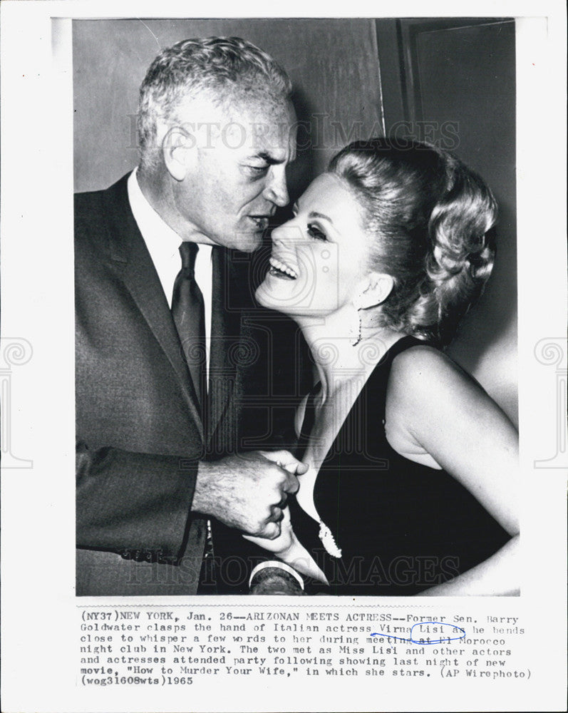 1965 Press Photo of Sen. Goldwater meeting Italian actress Virna Lisi in NY - Historic Images