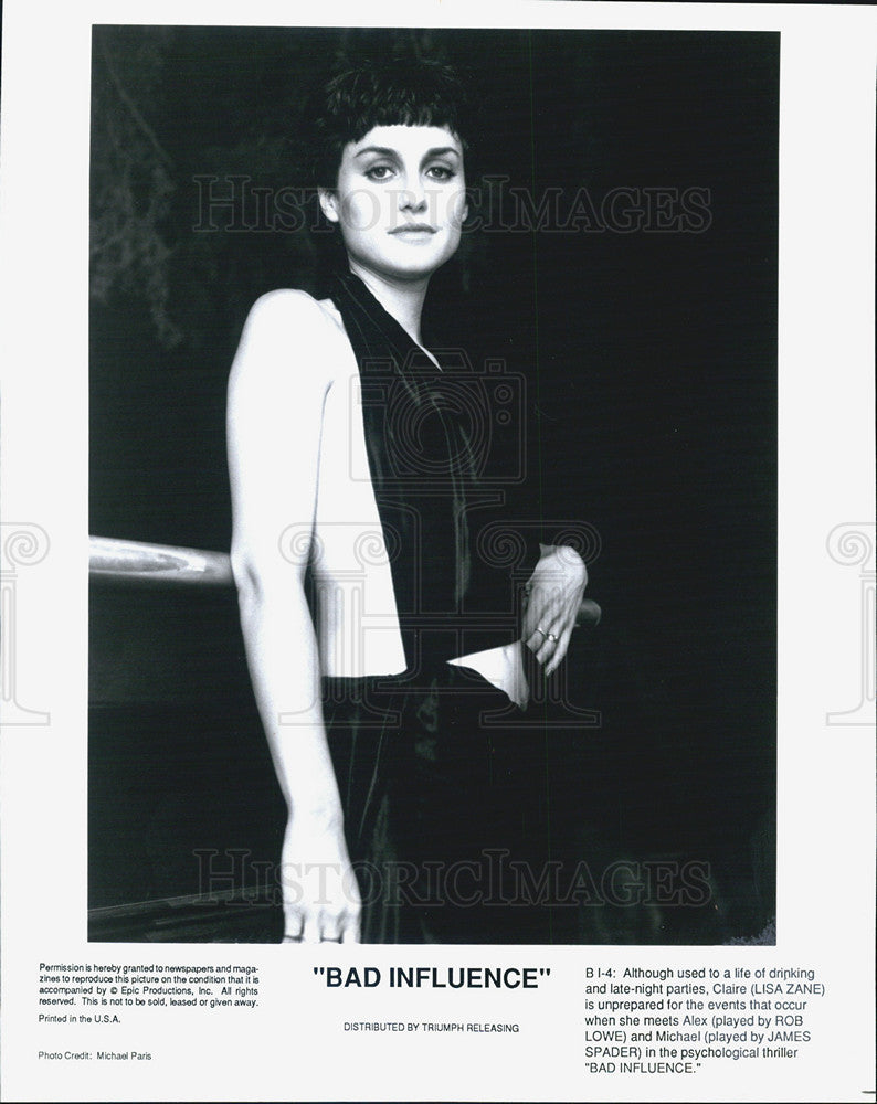 Press Photo Lisa Zane in Bad Influence - Historic Images