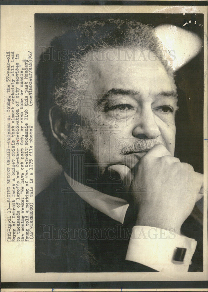 1975 Press Photo Coleman A. Young, Mayor of Detroit - Historic Images