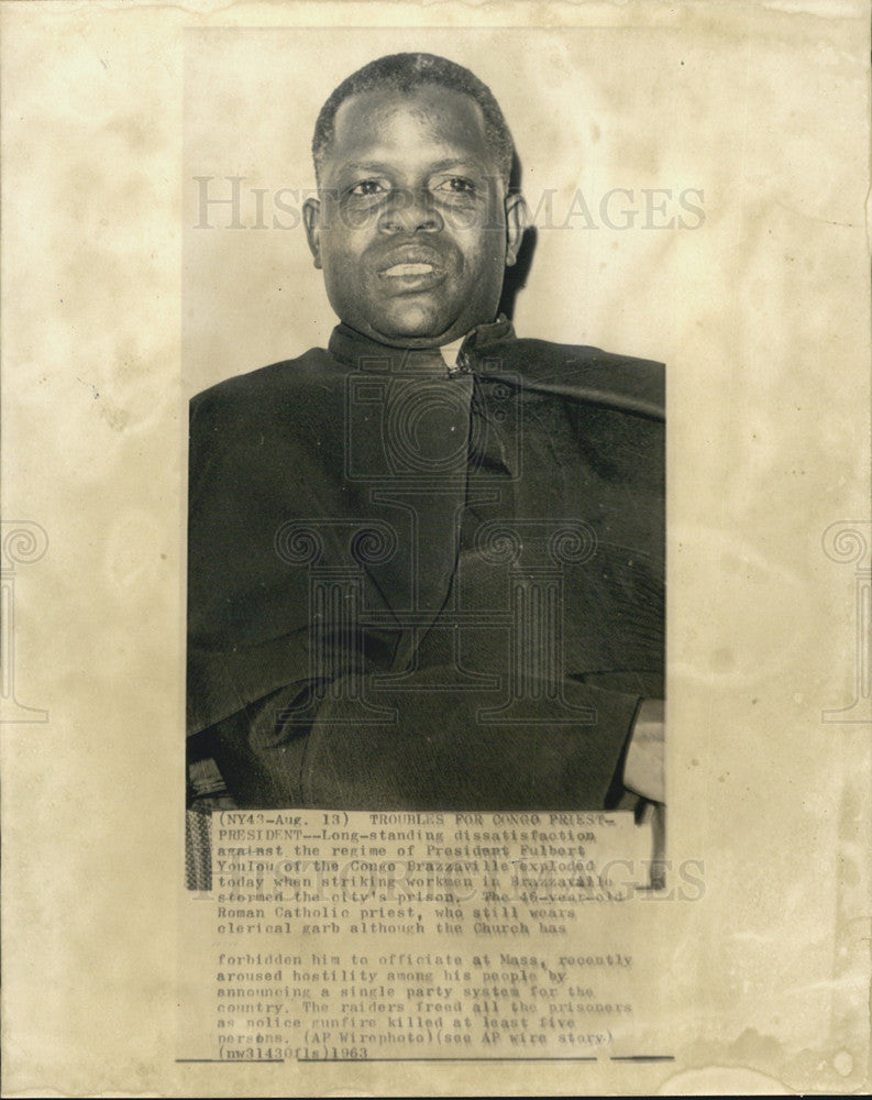 1963 Press Photo Congo President Fulburt Youlou - Historic Images