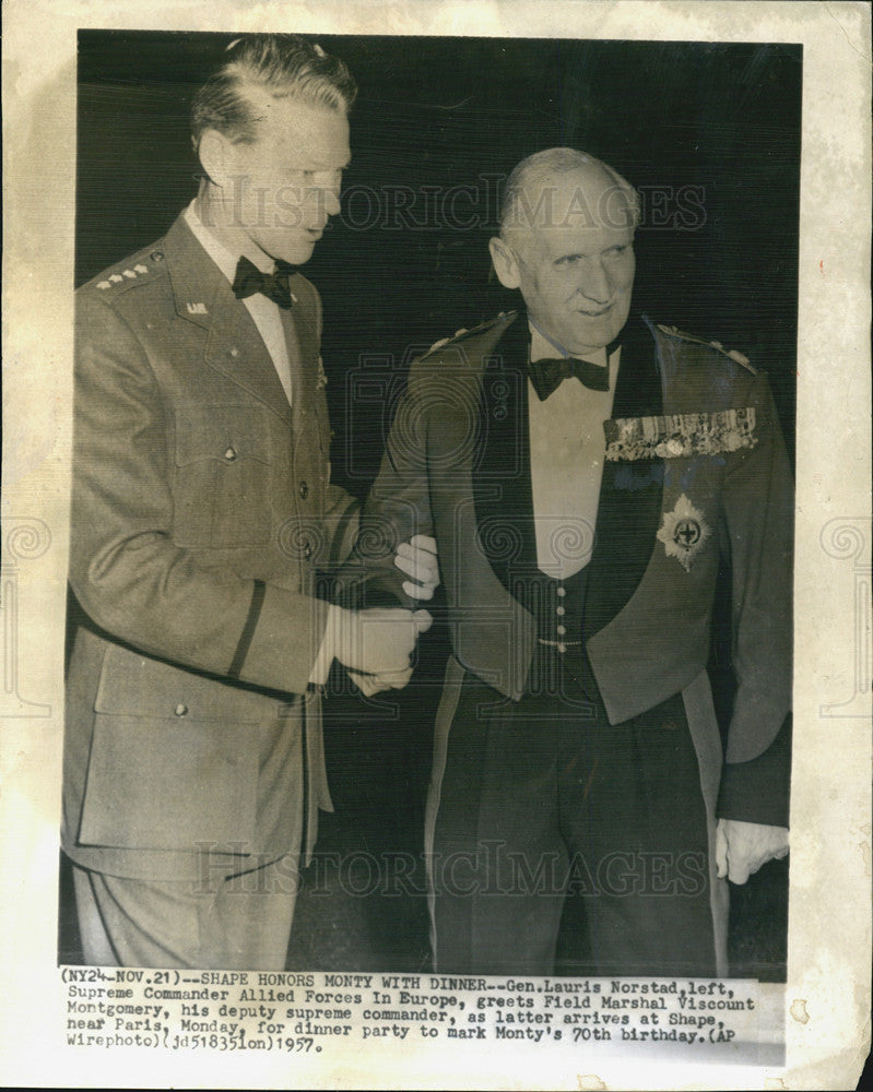 1957 Press Photo Gen. Lauris Norstad &amp; Viscount Montgomery Allied Headquarters - Historic Images