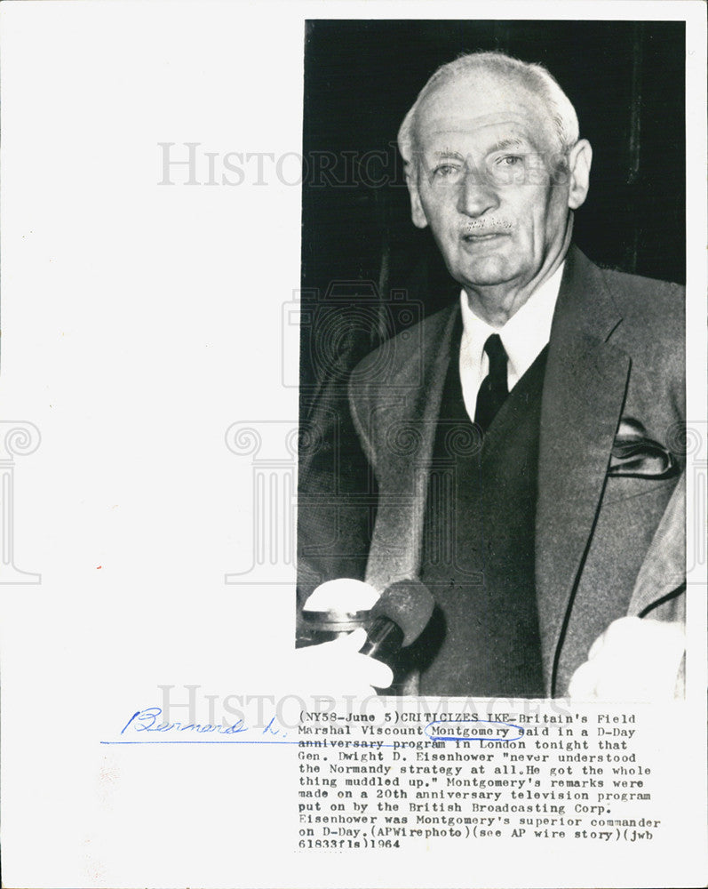 1964 Press Photo British Field Marshal Viscount Montgomery D Day Anniversary - Historic Images