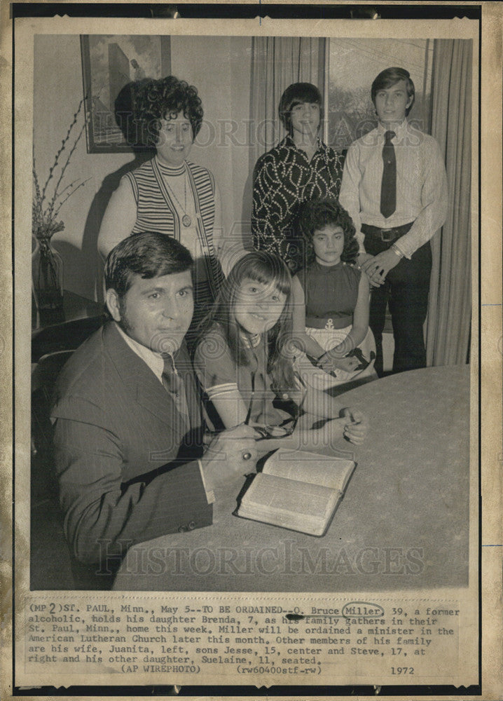 1972 Press Photo O Bruce Miller Ordained Minister American Luther Church - Historic Images