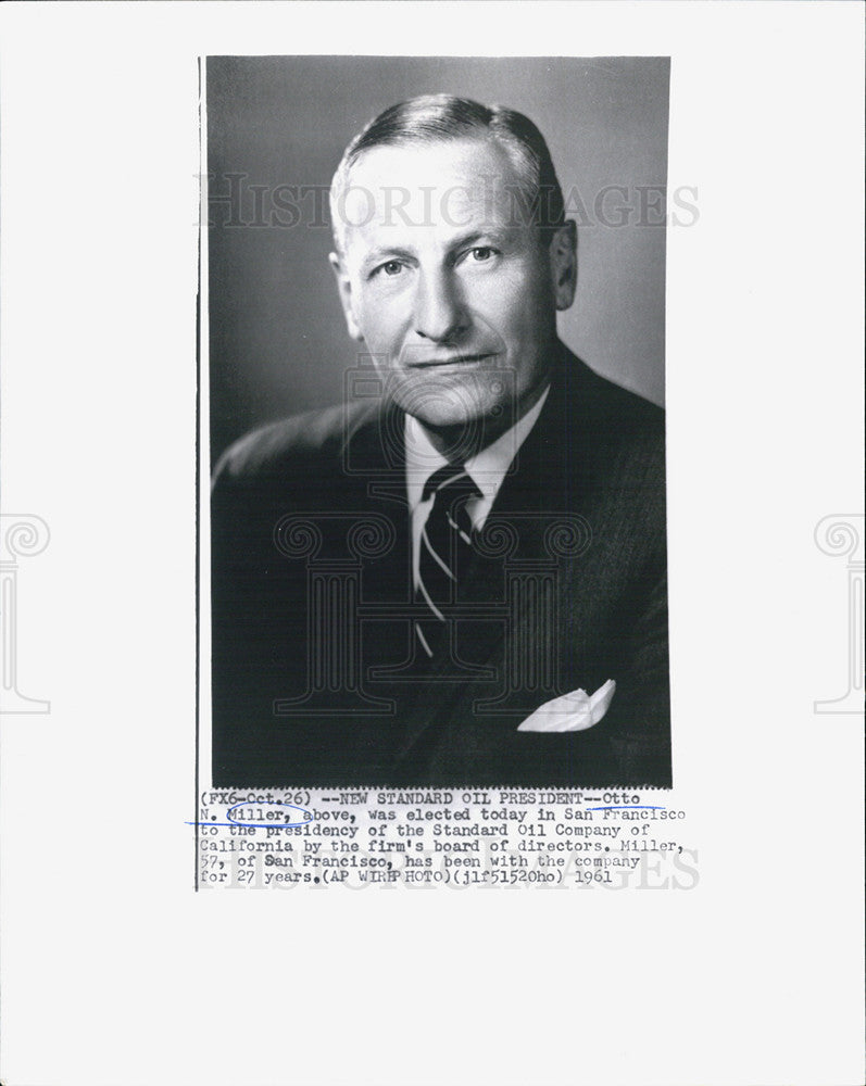 1961 Press Photo Otto N Miller President Standard Oil Company - Historic Images