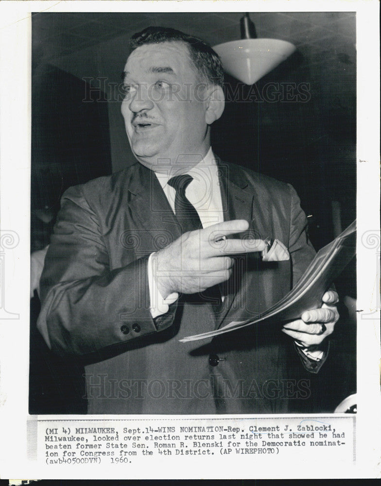 1961 Press Photo Clement J. Zablocki wins nomination for Senate. - Historic Images