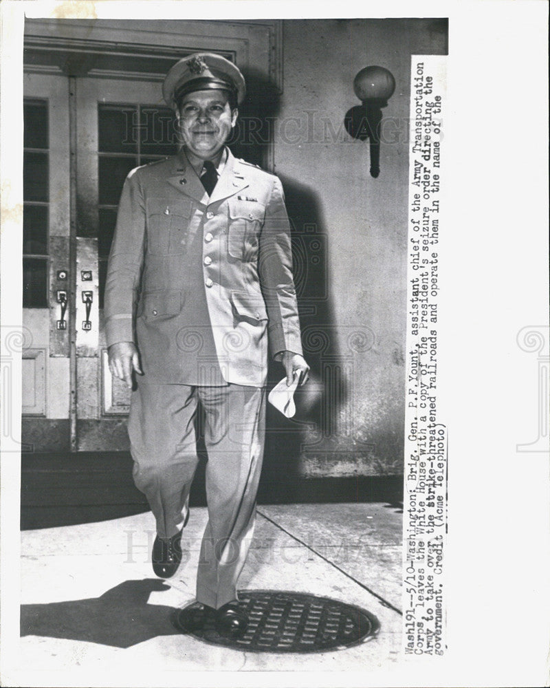 Press Photo Brig Gen P.F. Yount Assistant Chief of the Army Transportation - Historic Images