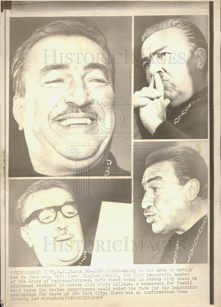 1969 Press Photo Rep. Adam Clayton Powell,American politician and pastor. - Historic Images