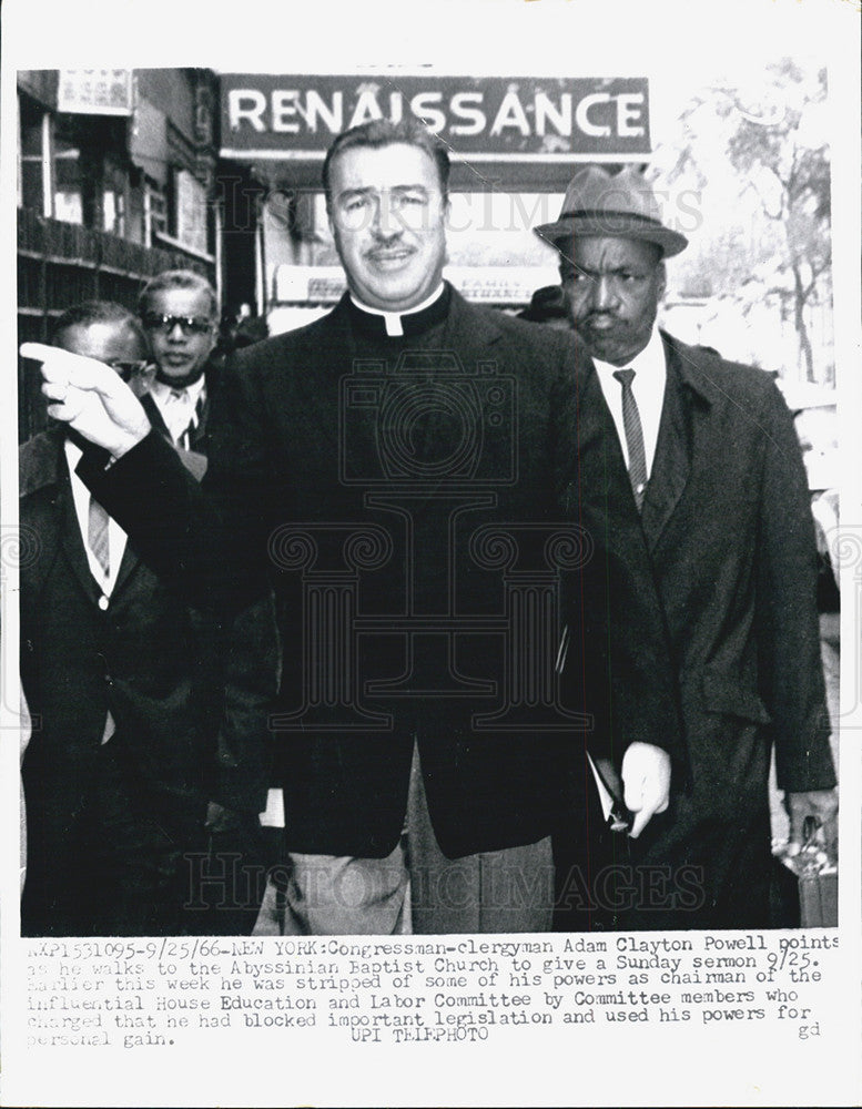 1966 Press Photo Clergyman Adam Clayton Powell of Abyssinian Baptist Church - Historic Images