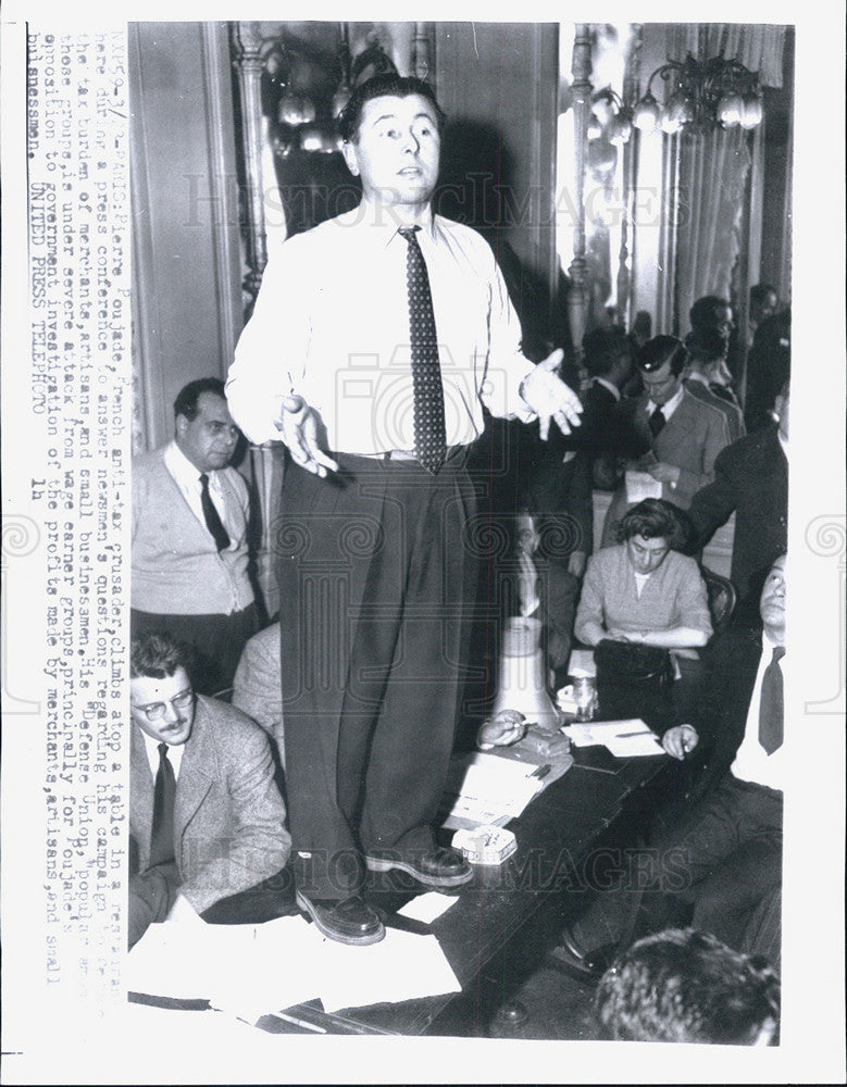 1955 Press Photo Pierre Poujade French anti-tax crusader - Historic Images