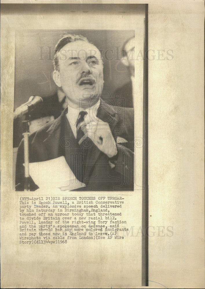 1968 Press Photo Enoch Powell British Conservative party leader - Historic Images