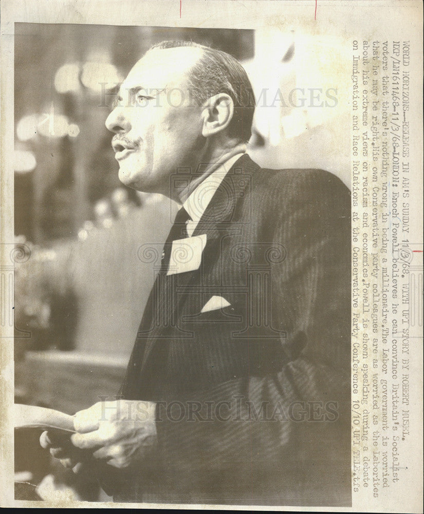 1968 Press Photo Enoch Powell at Conservative Party Conference - Historic Images