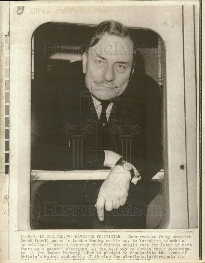 1974 Press Photo British Conservative Party Enoch Powell - Historic Images