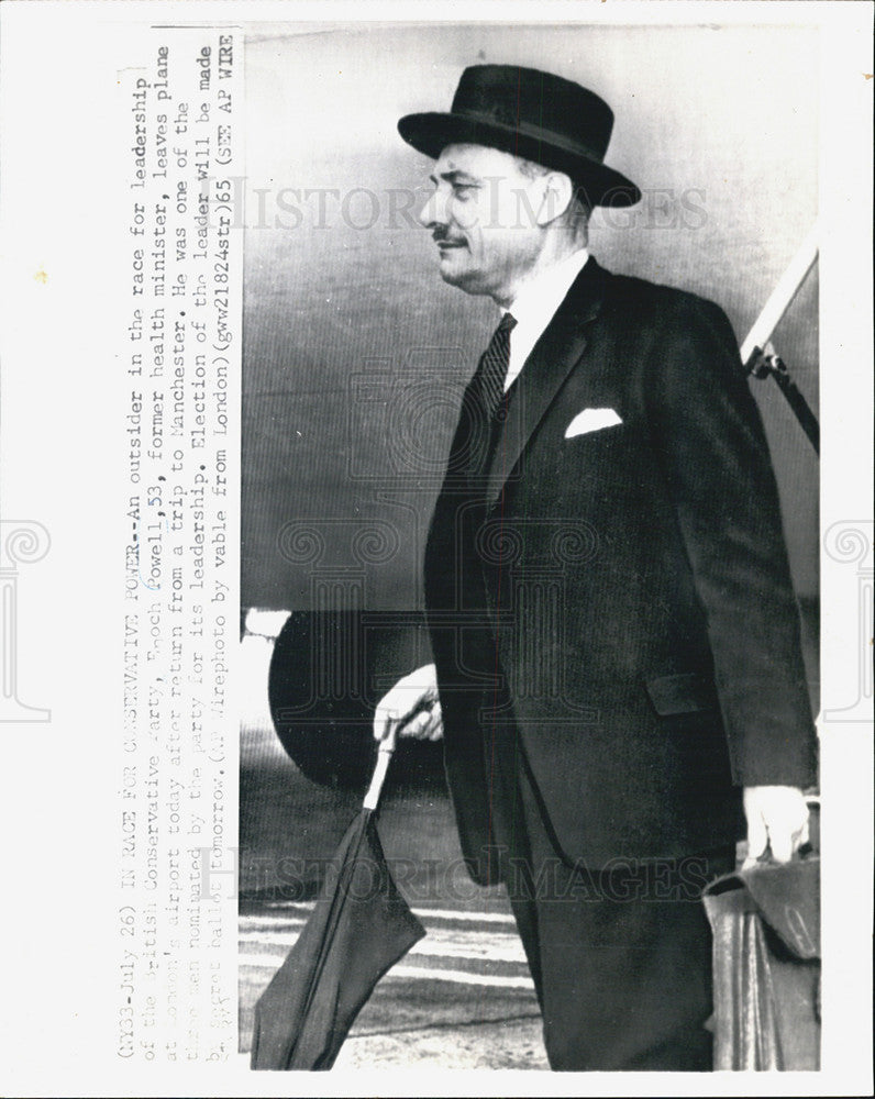 1965 Press Photo Enoch Powell trip Manchester England Conservative Party - Historic Images