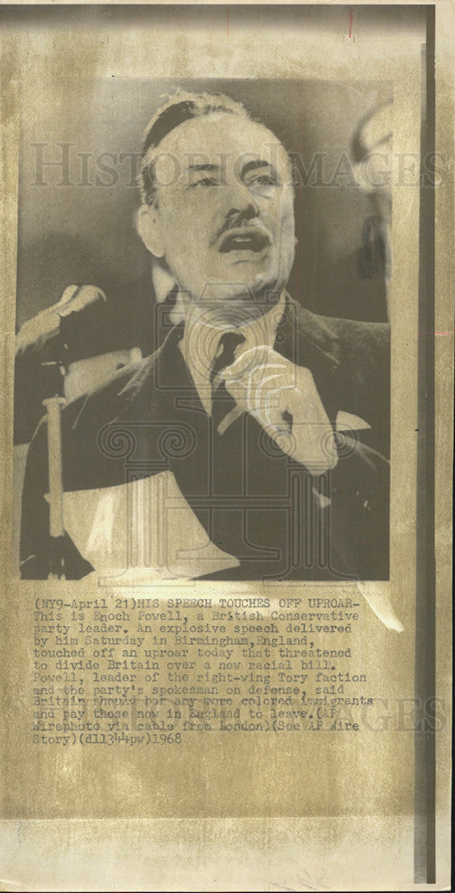 1968 Press Photo Enoch Powell British Conservative party leader Birmingham - Historic Images