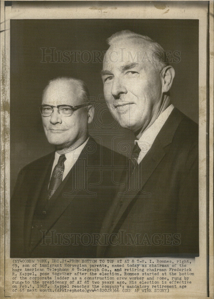 1966 Press Photo HI Romnes Chairman of American Telephone Telegraph Comp - Historic Images