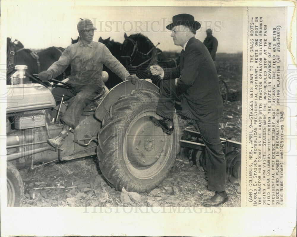 1948 Press Photo Harold Stassen Republican Presidential Hopeful - Historic Images