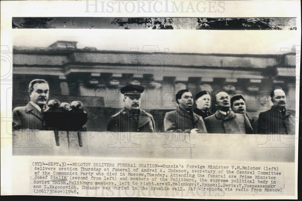 1948 Press Photo Soviet For Min A.A Molotov at funeral of Zhdanov - Historic Images