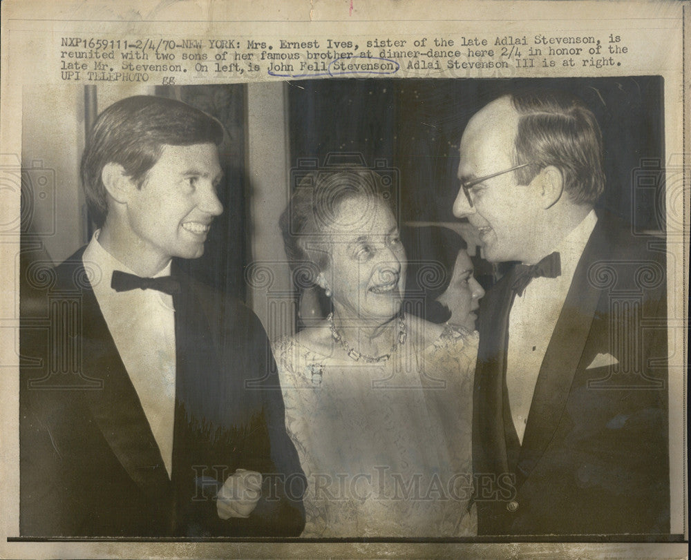 1970 Press Photo Mrs Ernest Ives and nephews John Fell &amp; Adlai Stevenson III - Historic Images