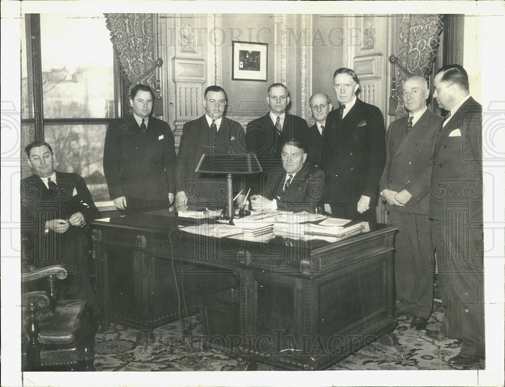 1939 Press Photo Acting Governor John Stelle, J. Cassidy, H. Adams, T. Sullivan - Historic Images