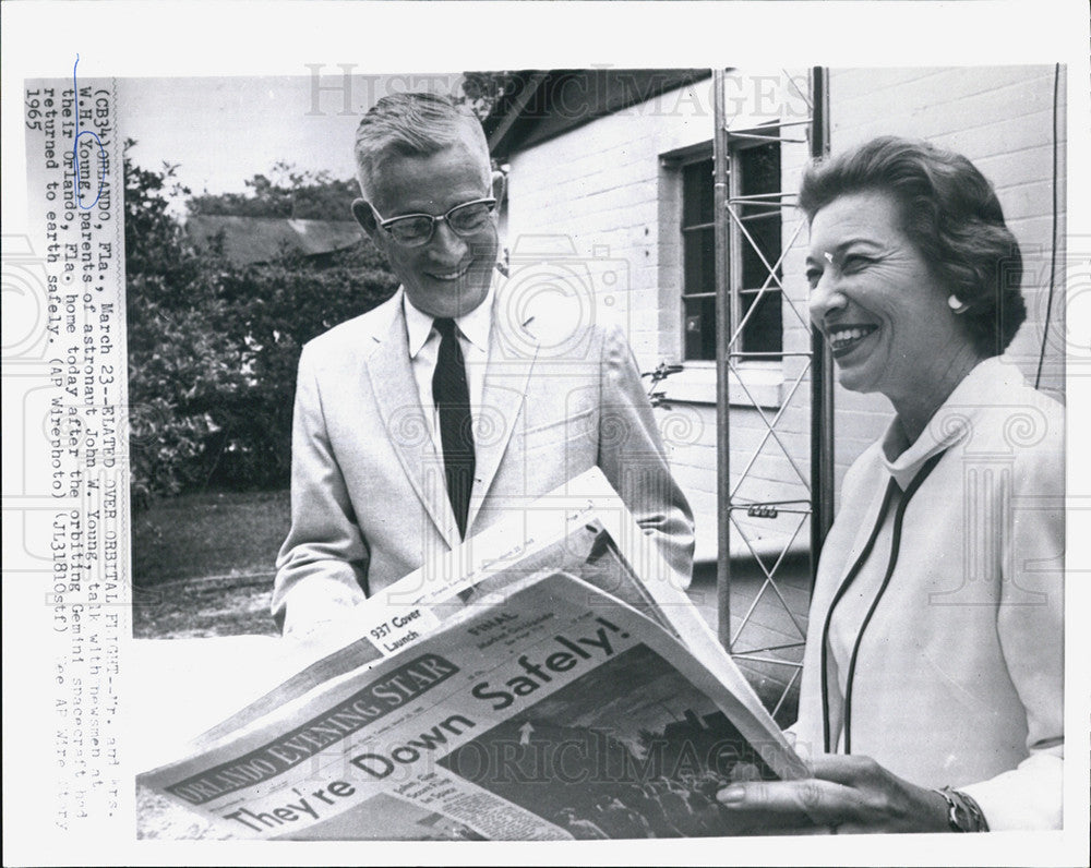 1965 Press Photo Mr Mrs W H Young Parents of Astronaut John W Young Gemini Orbit - Historic Images