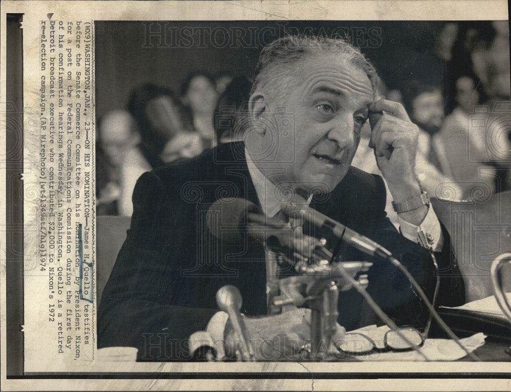 1974 Press Photo James Quello Testifying before Senate Commerce Committee - Historic Images