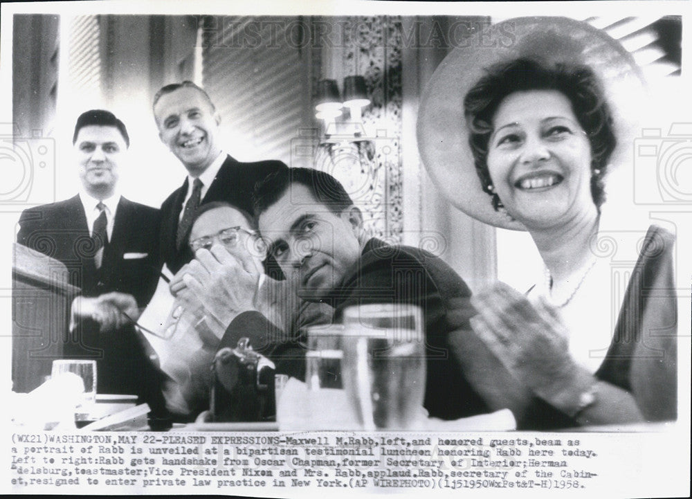 1958 Press Photo Maxwell M. rabb bipartisian testimonial luncheon honoring Rabb - Historic Images