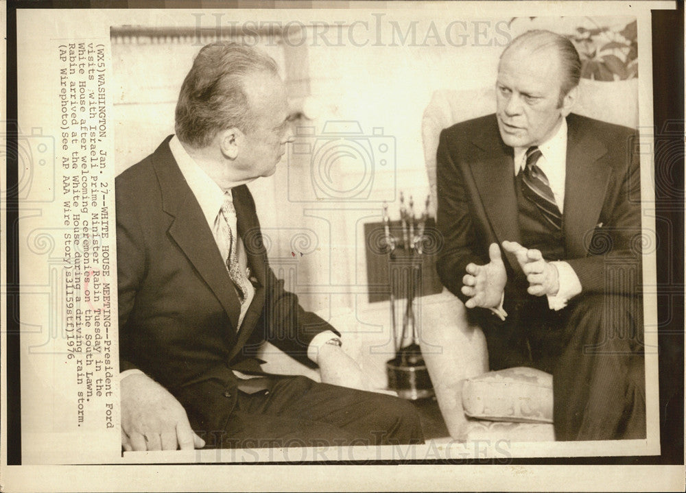 1976 Press Photo President Ford &amp; Israeli Prime Minister Tuesday - Historic Images