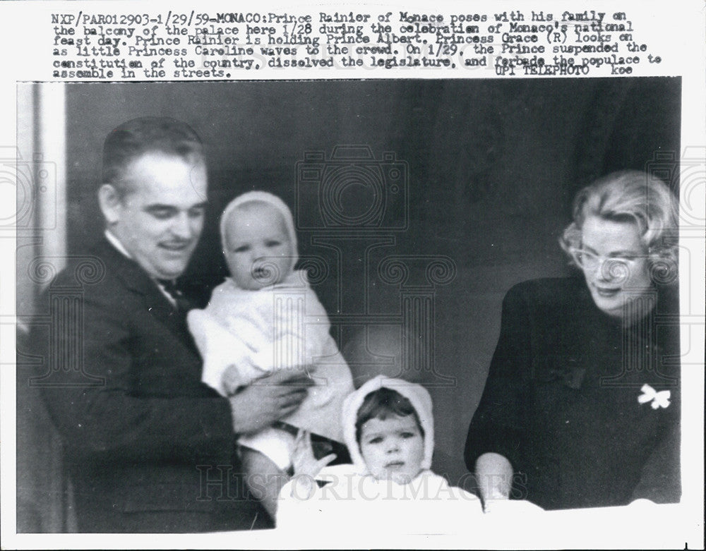 1959 Press Photo Prince Ranier ,wife Grace &amp; children - Historic Images