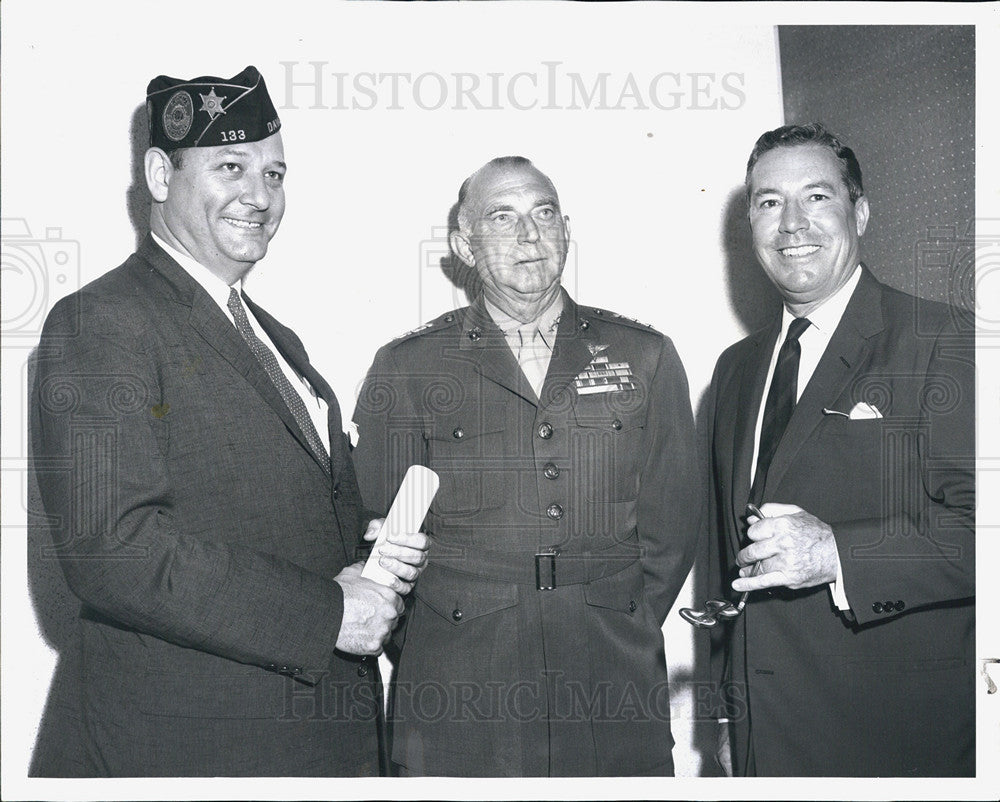 1958 Press Photo Amer. Legion conv.,E Cooke,Lt Gen VJ McCaul,Lt Gen ER Quesada - Historic Images