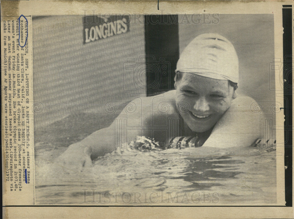 1972 Press Photo Keena Rothammer Santa California Olympic Swimmer - Historic Images