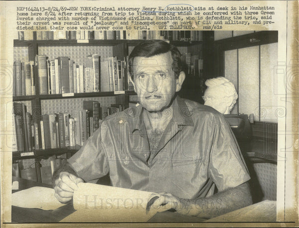 Criminal Attorney Henry Rothblatt Manhattan 1969 Vintage Press Photo