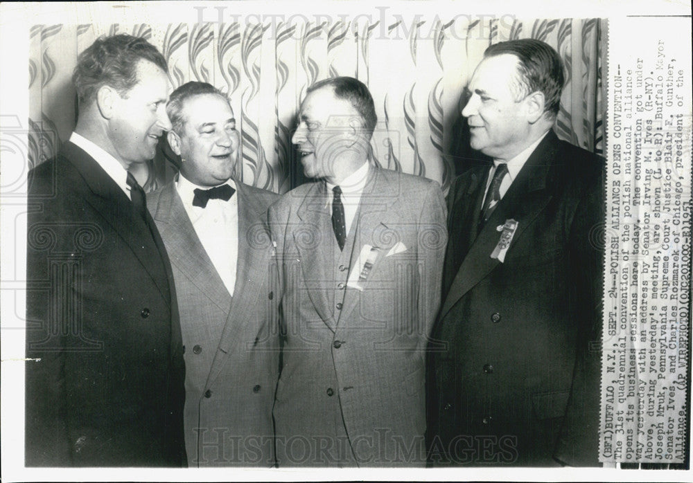 1951 Press Photo Mayor Joseph Mruk, Judge Blair F Gunther, Senator Irving M Ives - Historic Images