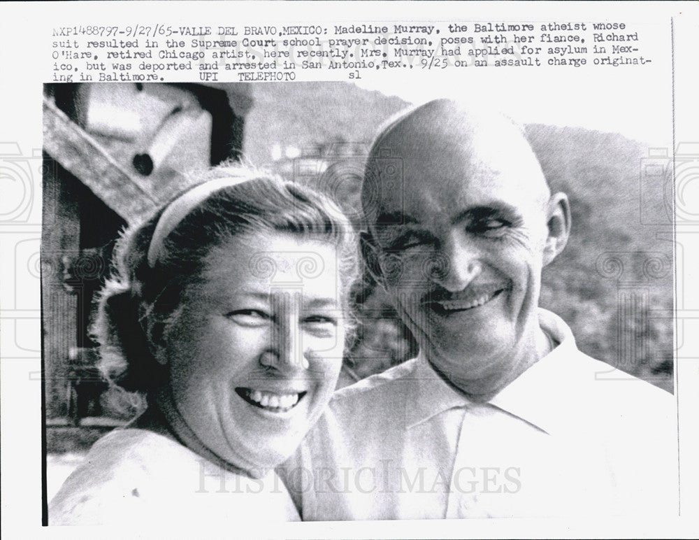 1965 Press Photo Atheist Madeline Murray Supreme Court School Prayer Case - Historic Images