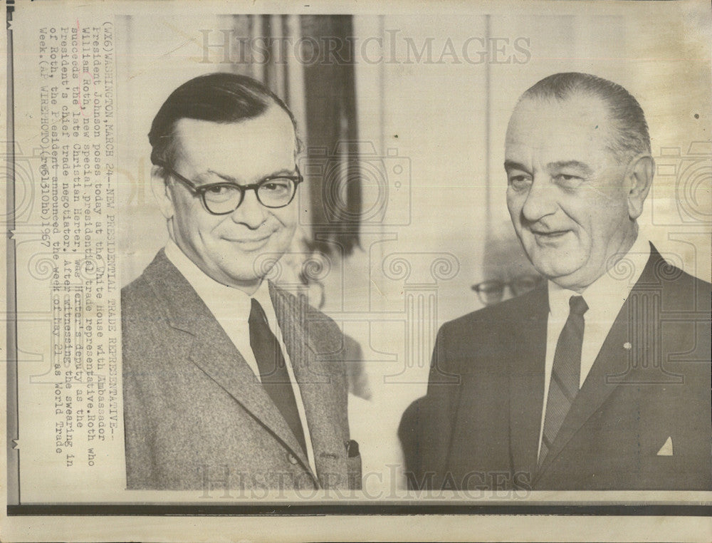 President Lyndon B Johnson White House William Roth 1967 Vintage Press ...