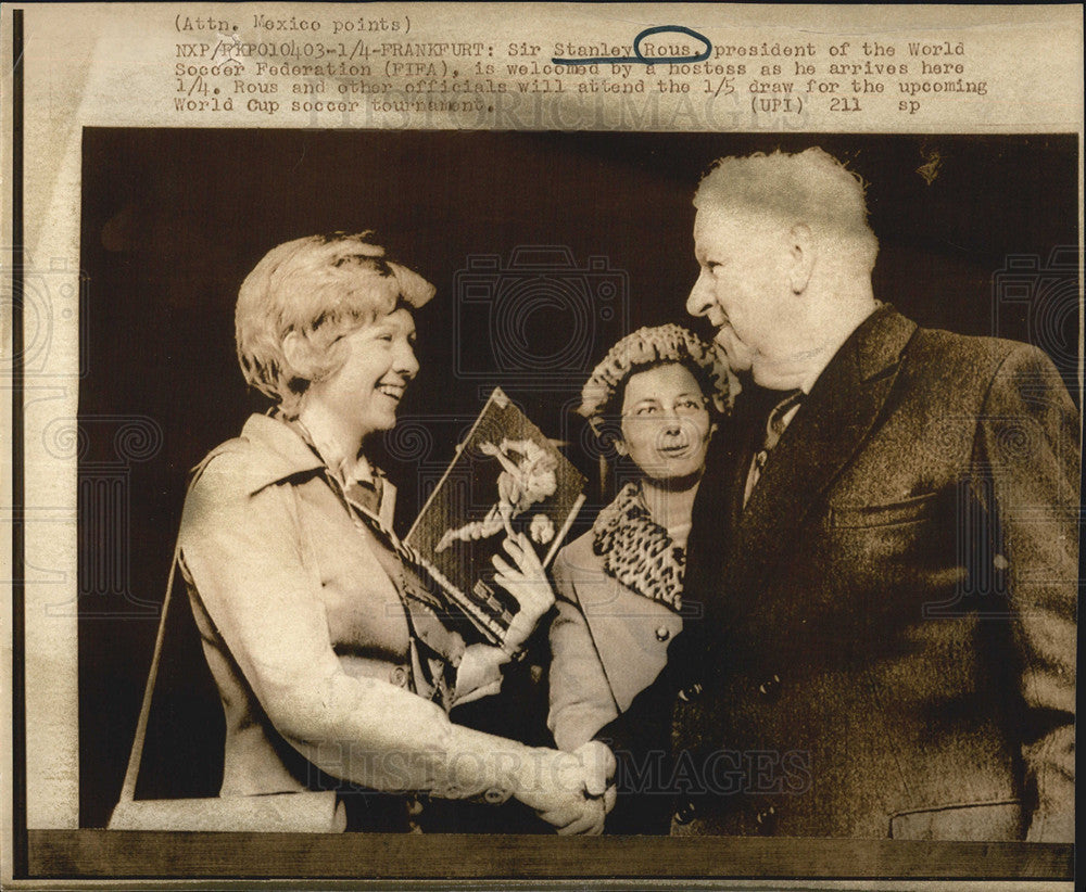Sir Stanley Rous,pres of World soccer Fed.and a hostess 1974 Vintage ...